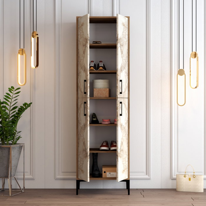 Hanah Home Zapatero Berlin A - Nogal y Blanco Mármol